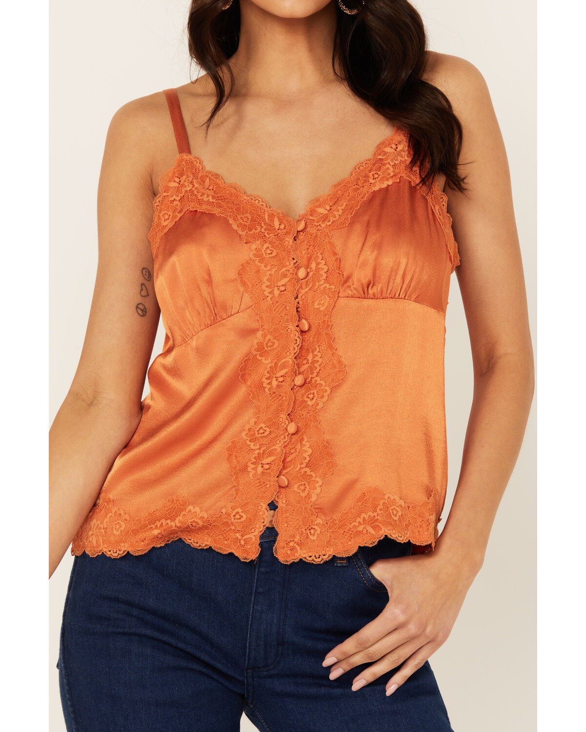 Shyanne Women's Lace Trim Satin Cami