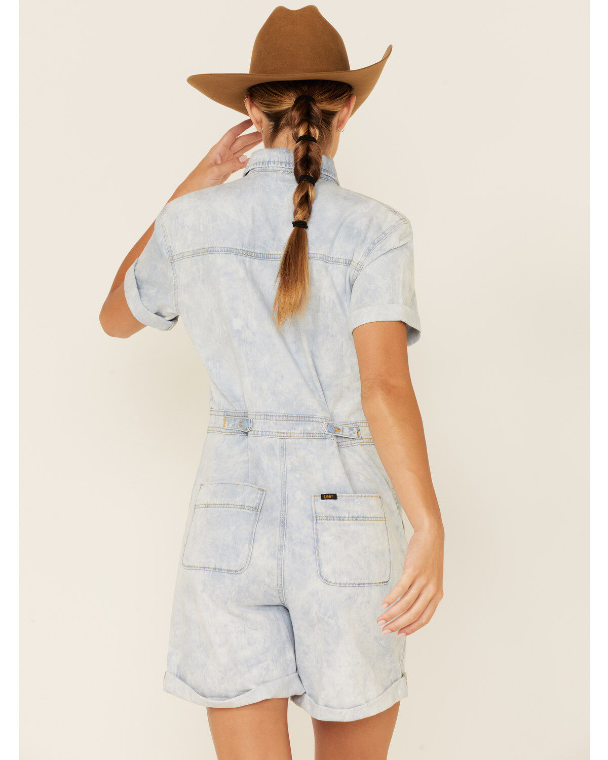 Lee Women's Acid Wash Denim Short Unionall Romper