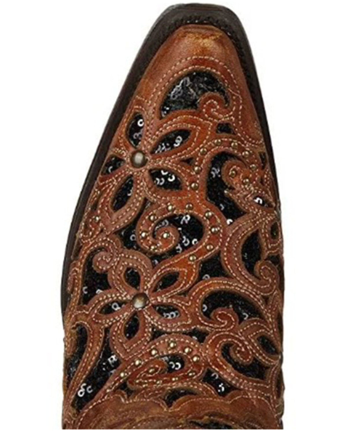 Corral Women's Black Inlay Western Boots - Snip Toe