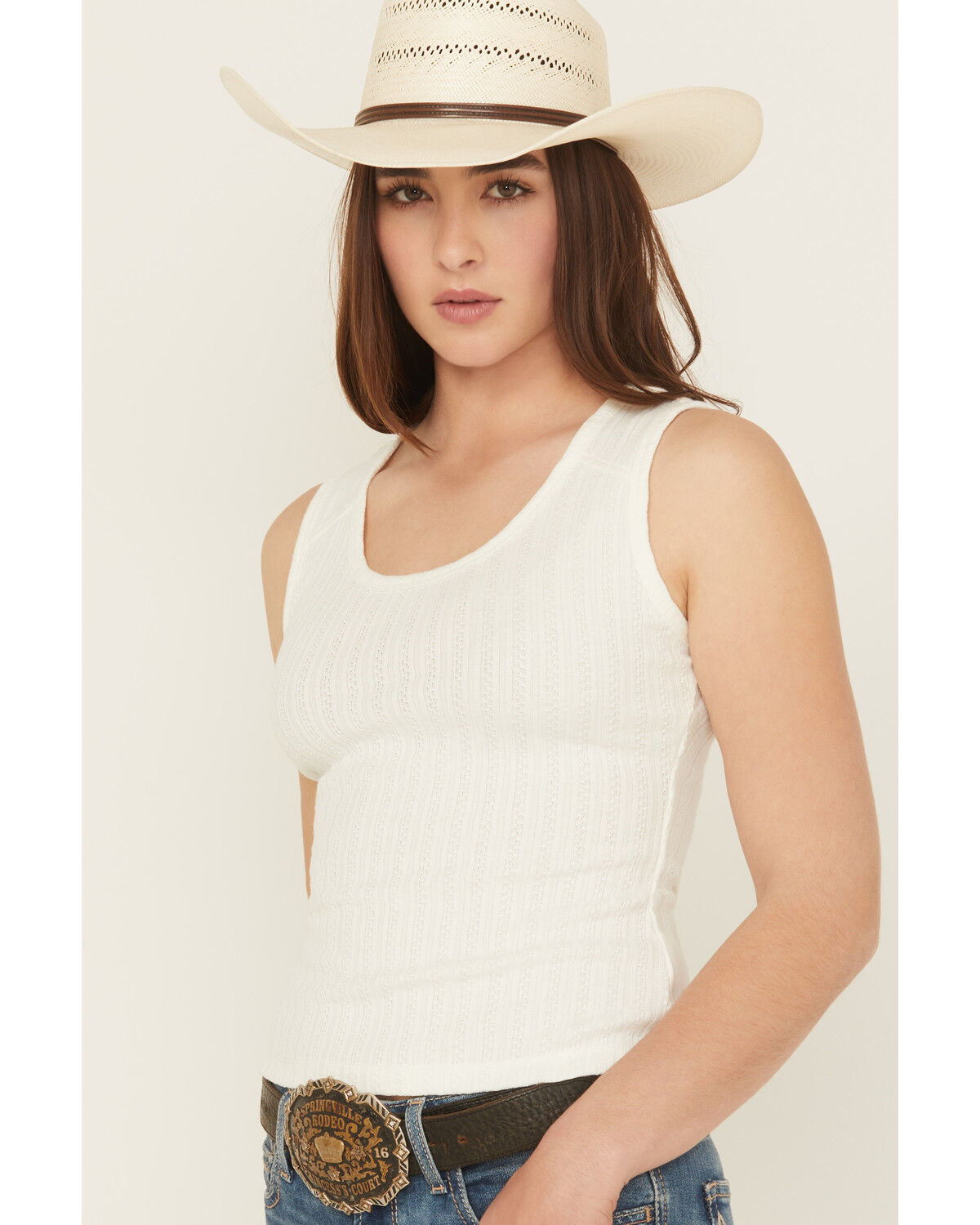 Shyanne Women's Pointelle Rib Knit Tank Top