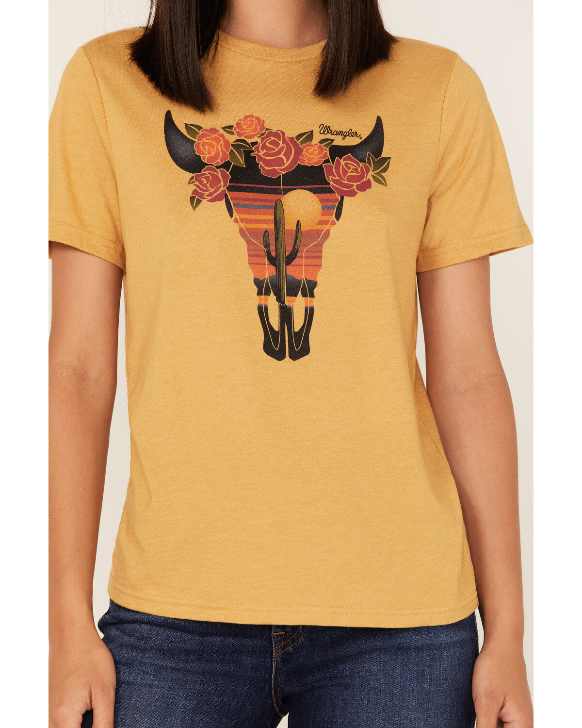 Wrangler Women's Boot Barn Exclusive Desert Sunset Steer Head Graphic Tee