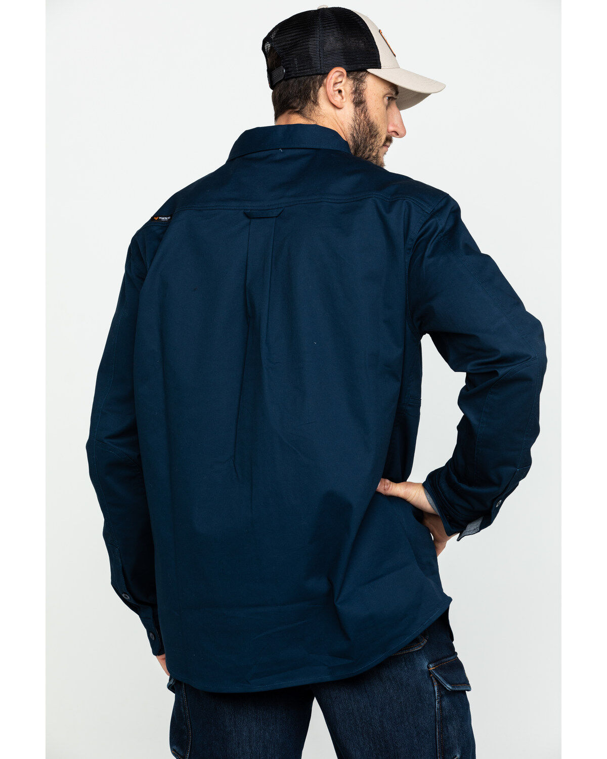 Hawx Men's Navy Stretch Twill Long Sleeve Work Shirt