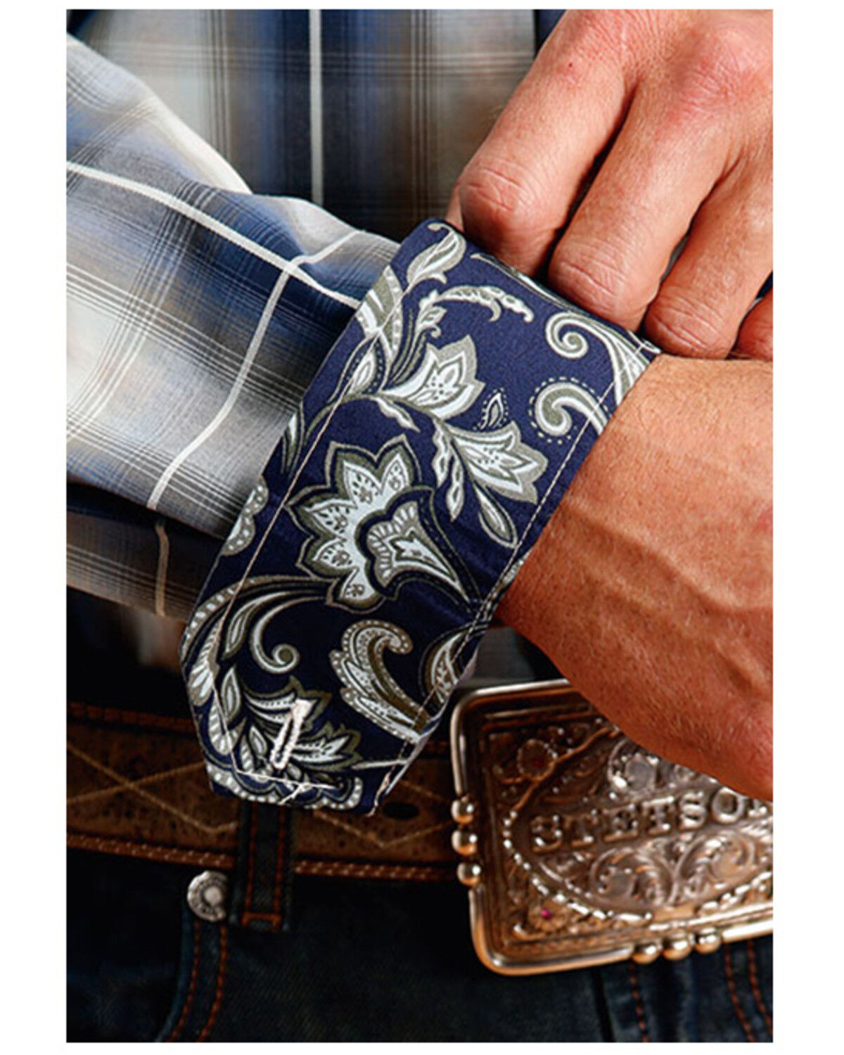 Stetson Men's Plaid Print Long Sleeve Button-Down Western Shirt