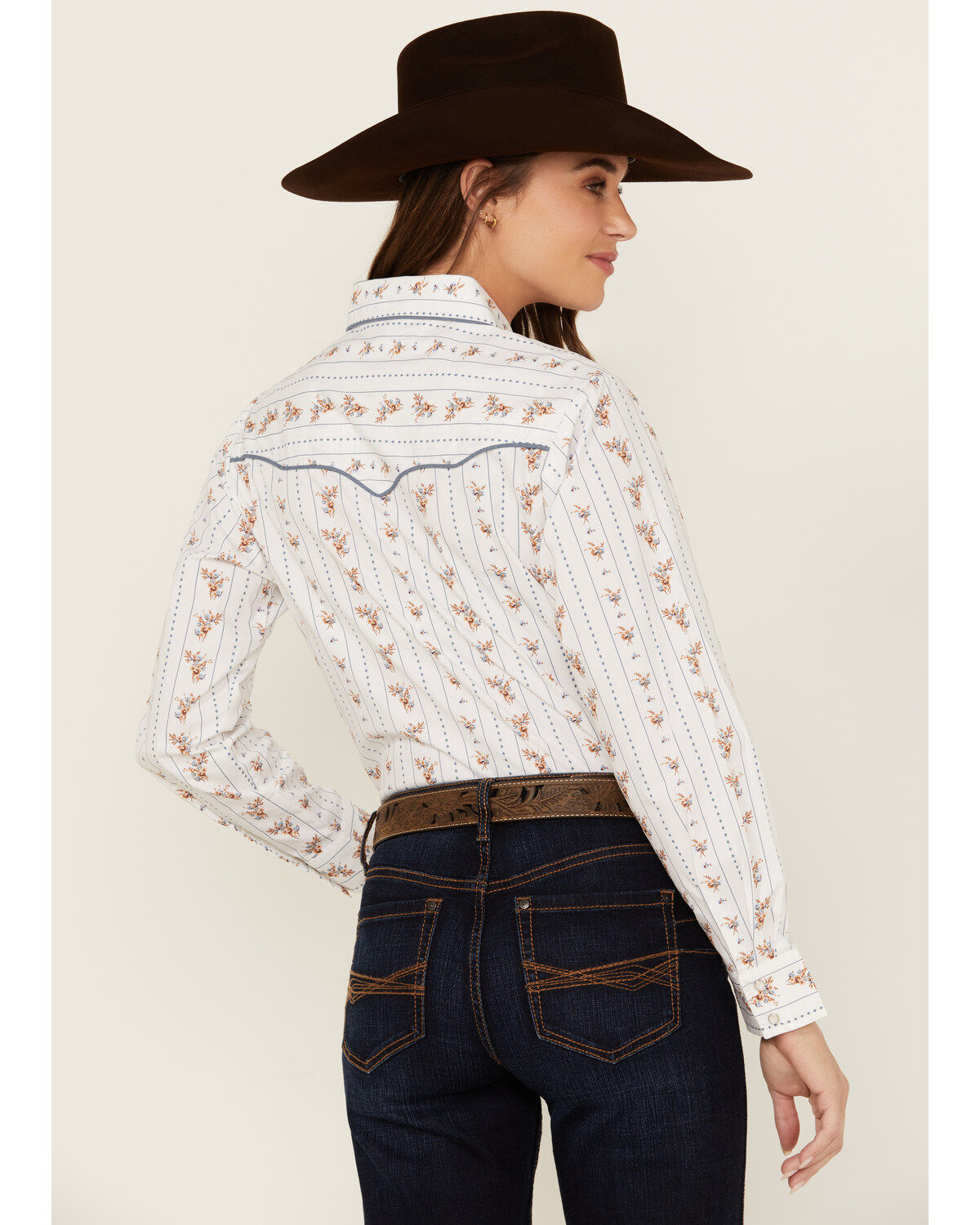 Cumberland Outfitters Floral Long Sleeve Pearl Snap Western Shirt