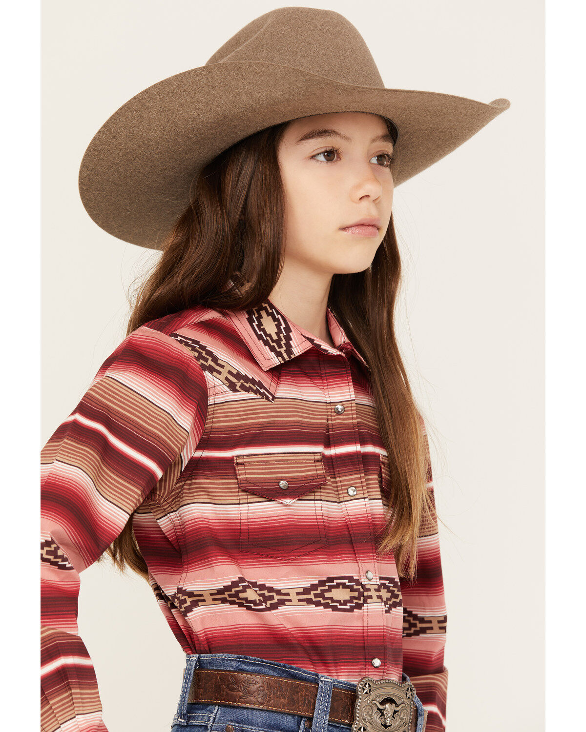 Ariat Girls' Southwestern Serape Striped Long Sleeve Snap Western Shirt