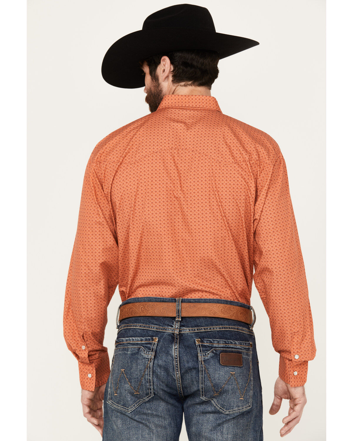 Resistol Men's Diamond Hat Print Long Sleeve Pearl Snap Western Shirt