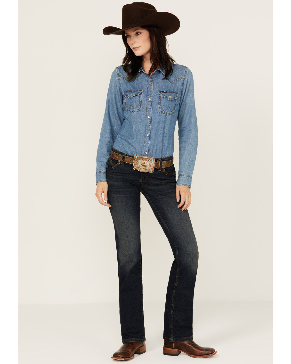 Wrangler Women's Shiloh Dark Wash Low Rise Ultimate Riding Stretch Bootcut Jeans