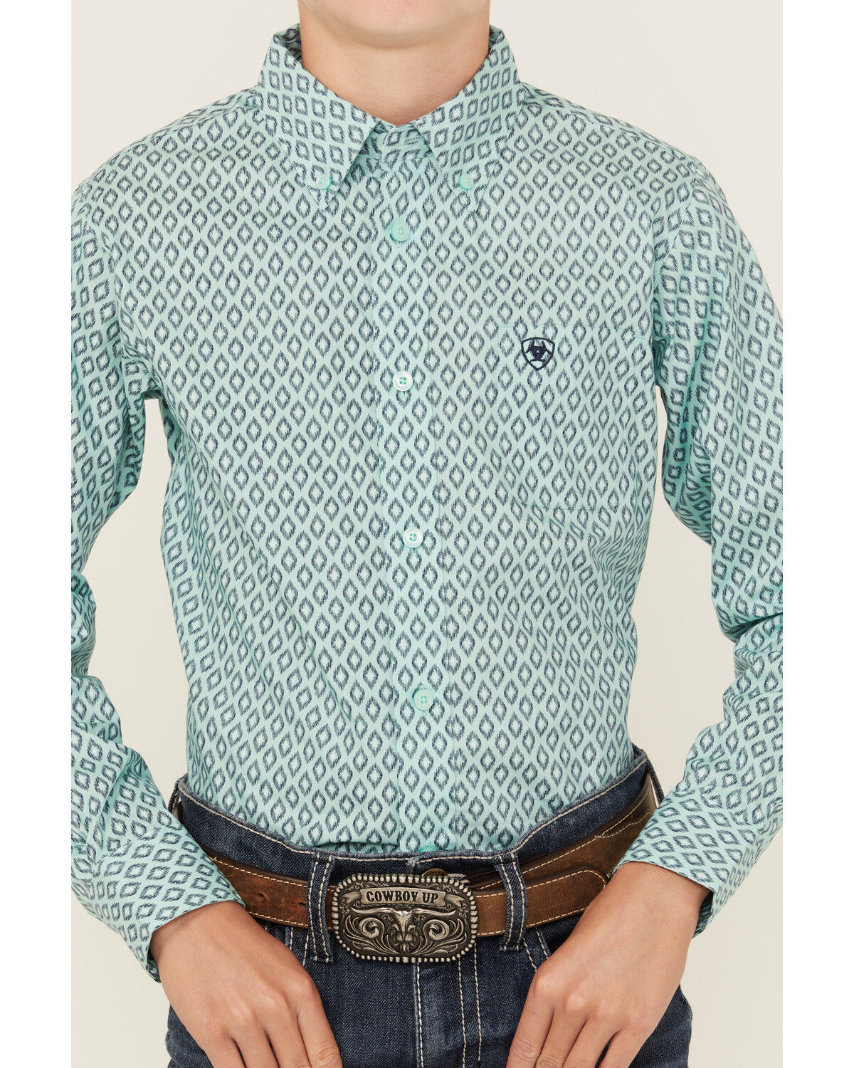 Ariat Boys' Geo Print Long Sleeve Button-Down Western Shirt