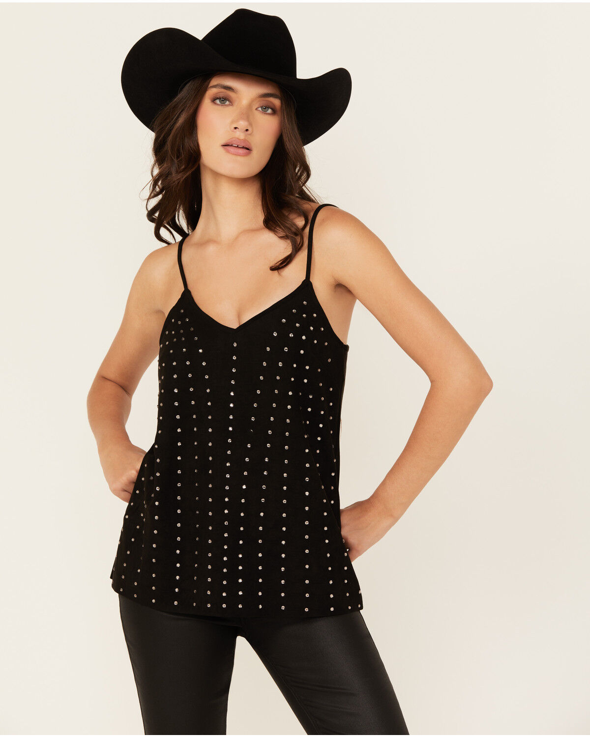 Vocal Women's Studded Faux Suede Cami Top