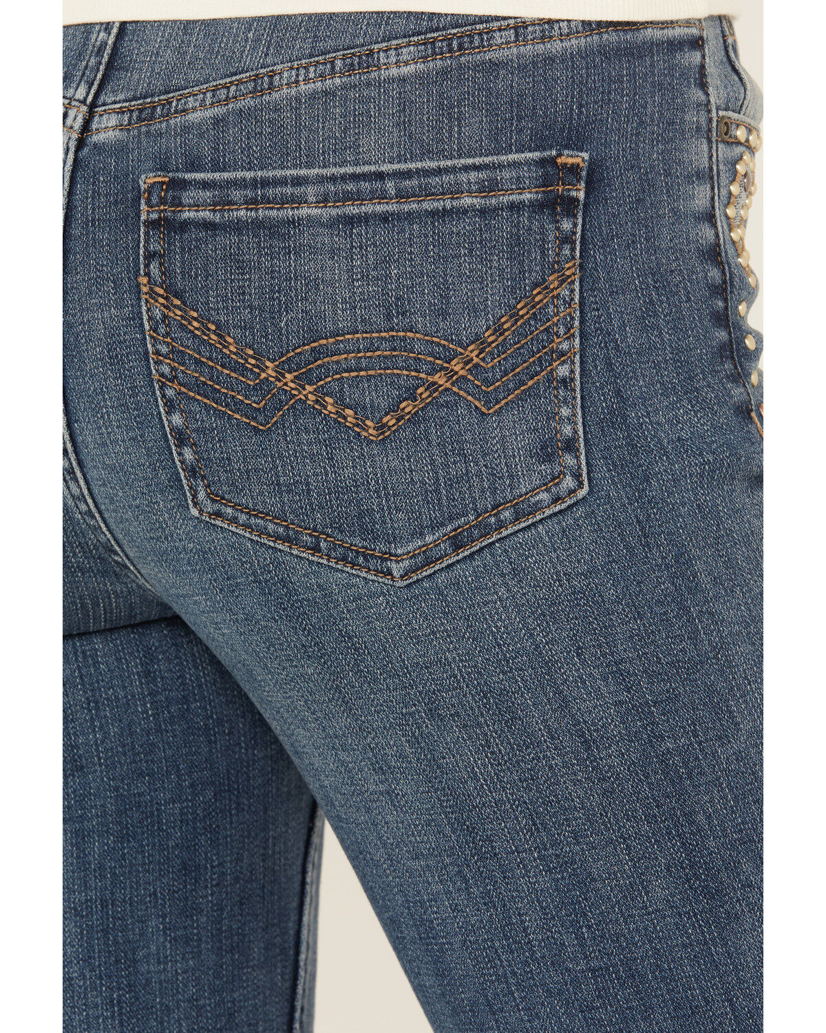 Idyllwind Women's Onslow Medium Wash Gypsy High Rise Embellished Stretch Flare Jeans