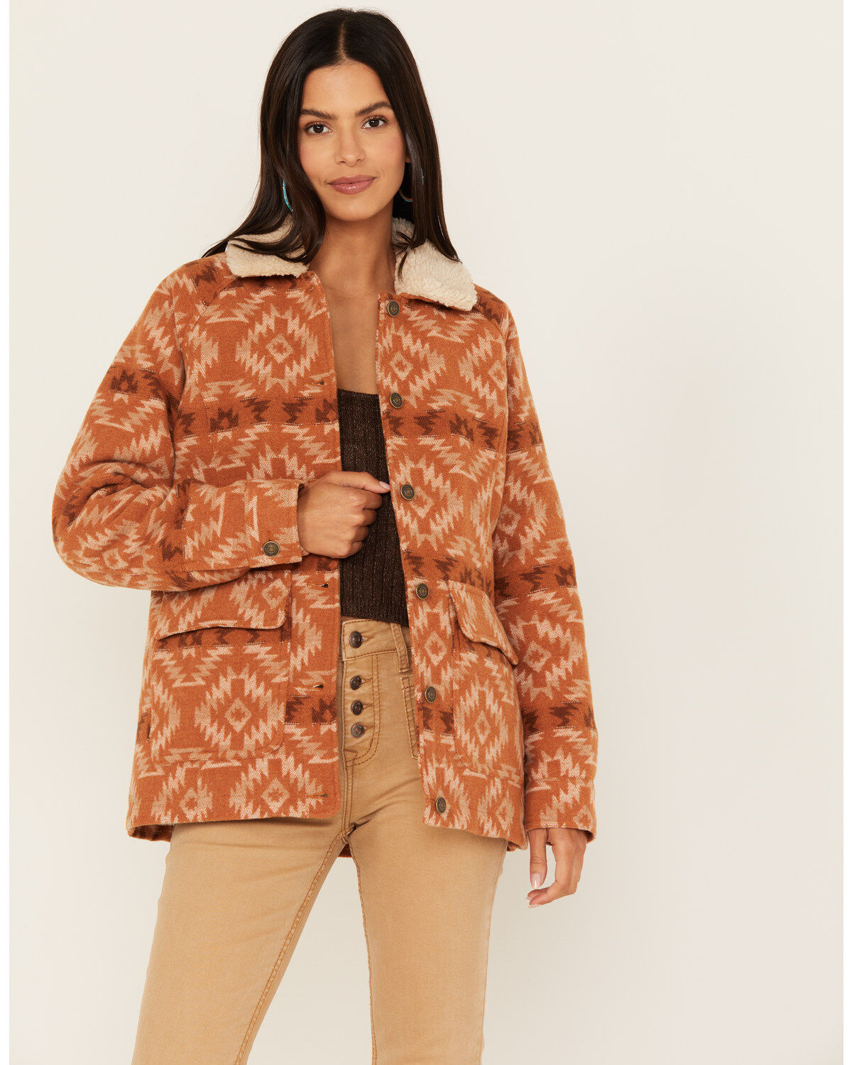 Shyanne Women's Southwestern Blanket Sherpa Lined Jacket