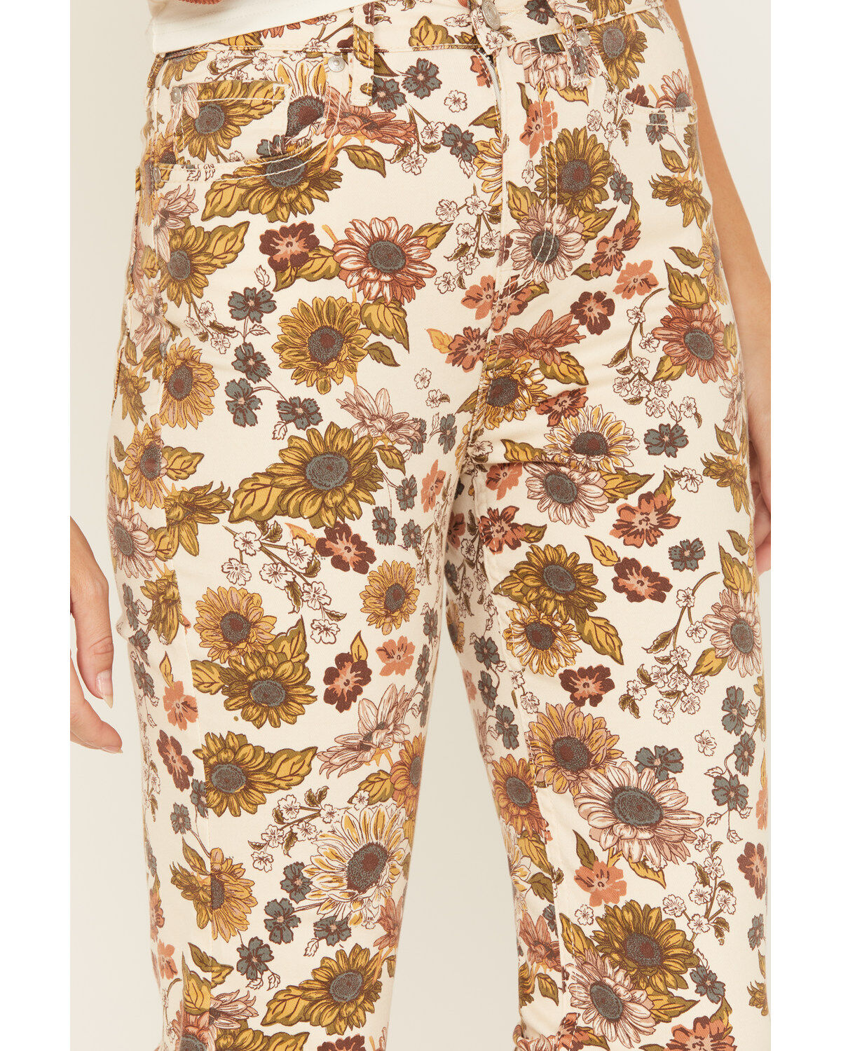 Cleo + Wolf Women's Country Garden Floral Print High Rise Bootcut Jeans