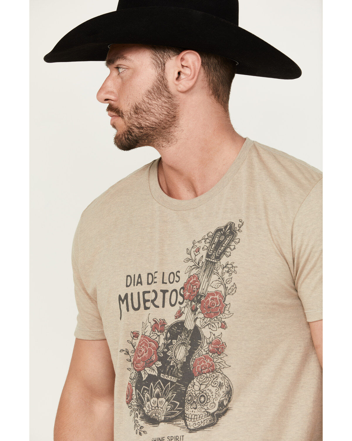 Moonshine Spirit Men's Skull Guitar Short Sleeve Graphic T-Shirt