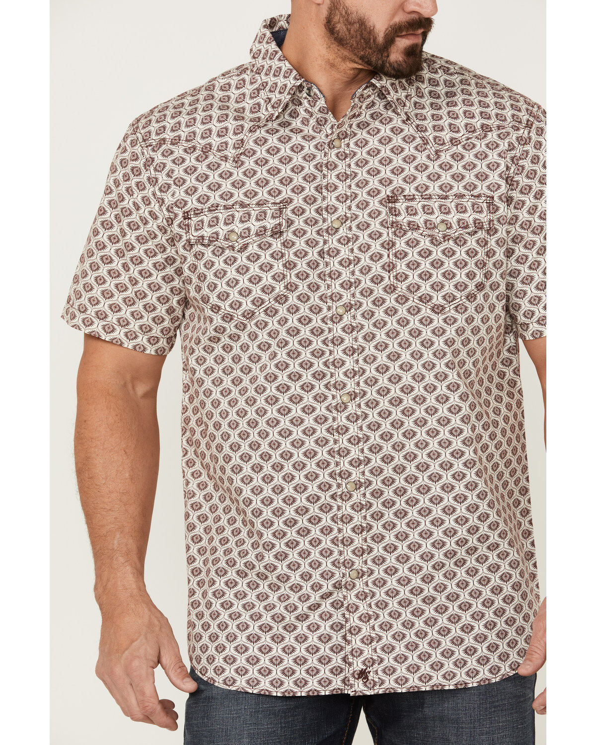 Moonshine Spirit Men's Sparky Medallion Geo Print Short Sleeve Snap Western Shirt
