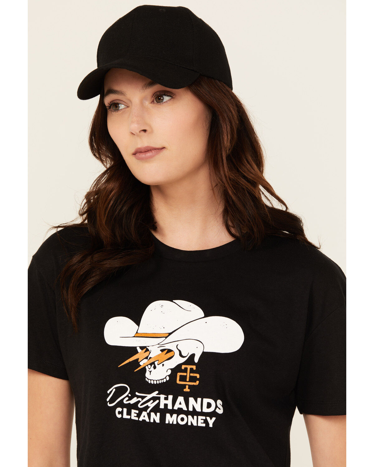 Troll Co Women's Savage Dirty Hands Clean Money Short Sleeve Graphic Tee