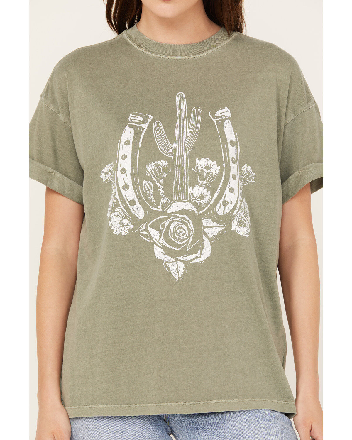 Girl Dangerous Women's Horseshoe Rose Boyfriend Graphic Tee