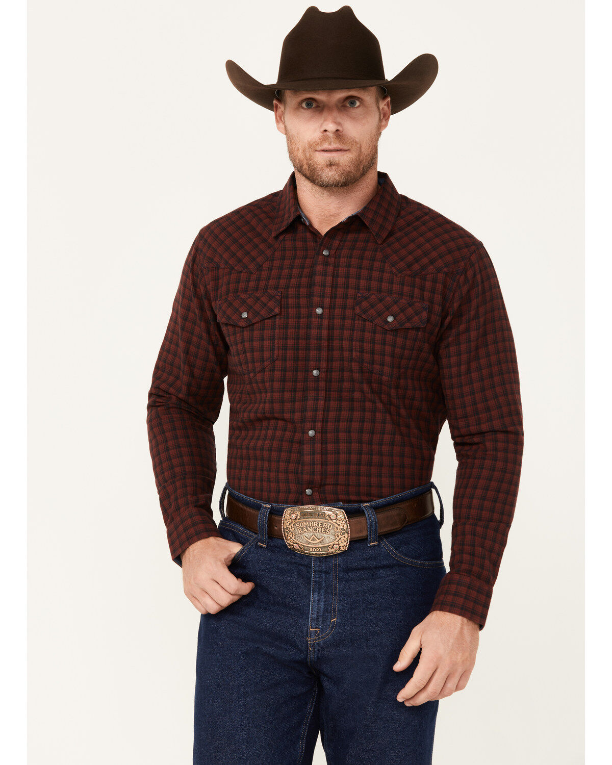 Cody James Men's Long Rider Plaid Print Long Sleeve Snap Western Flannel Shirt