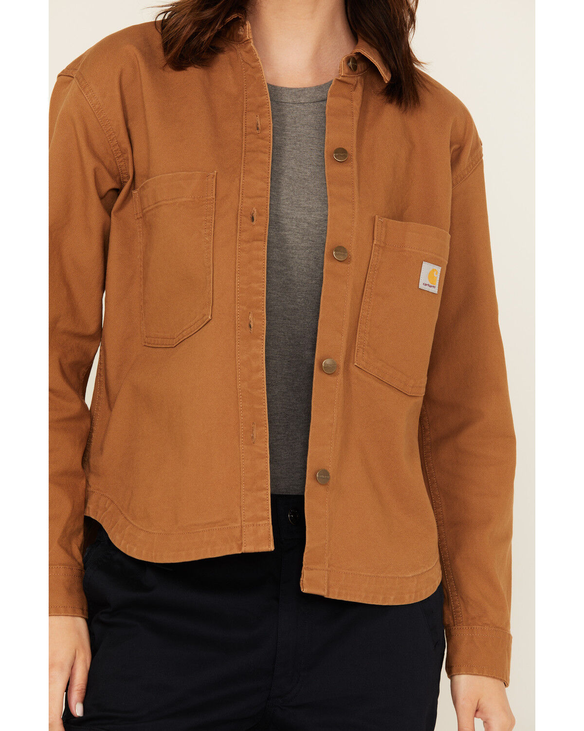 Carhartt Women's Rugged FleX™ Loose Fit Heavyweight Duck Long Sleeve Button-Down Overshirt