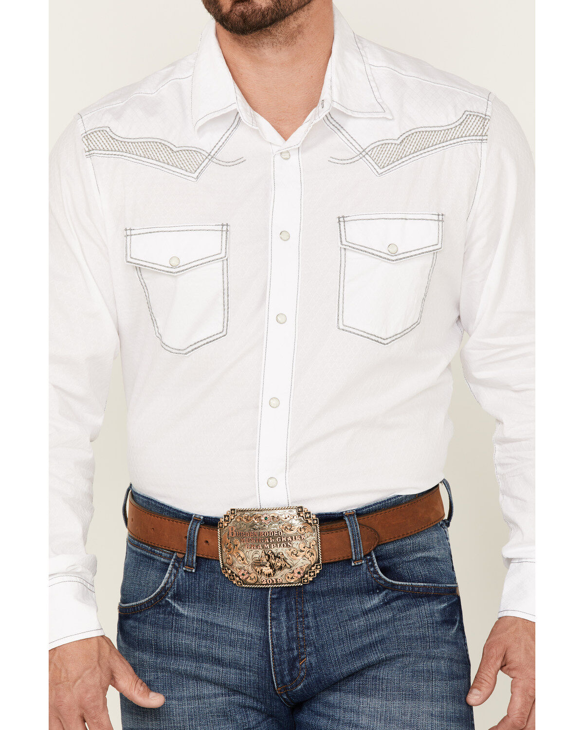 Rock 47 By Wrangler Men's Embroidered Long Sleeve Snap Western Shirt - Tall
