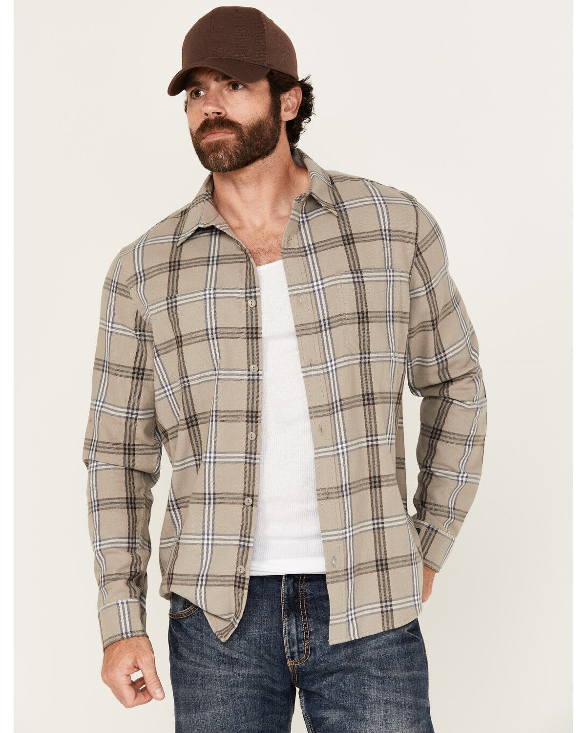 Brothers and Sons Men's Johnson Plaid Print Long Sleeve Button-Down Western Shirt