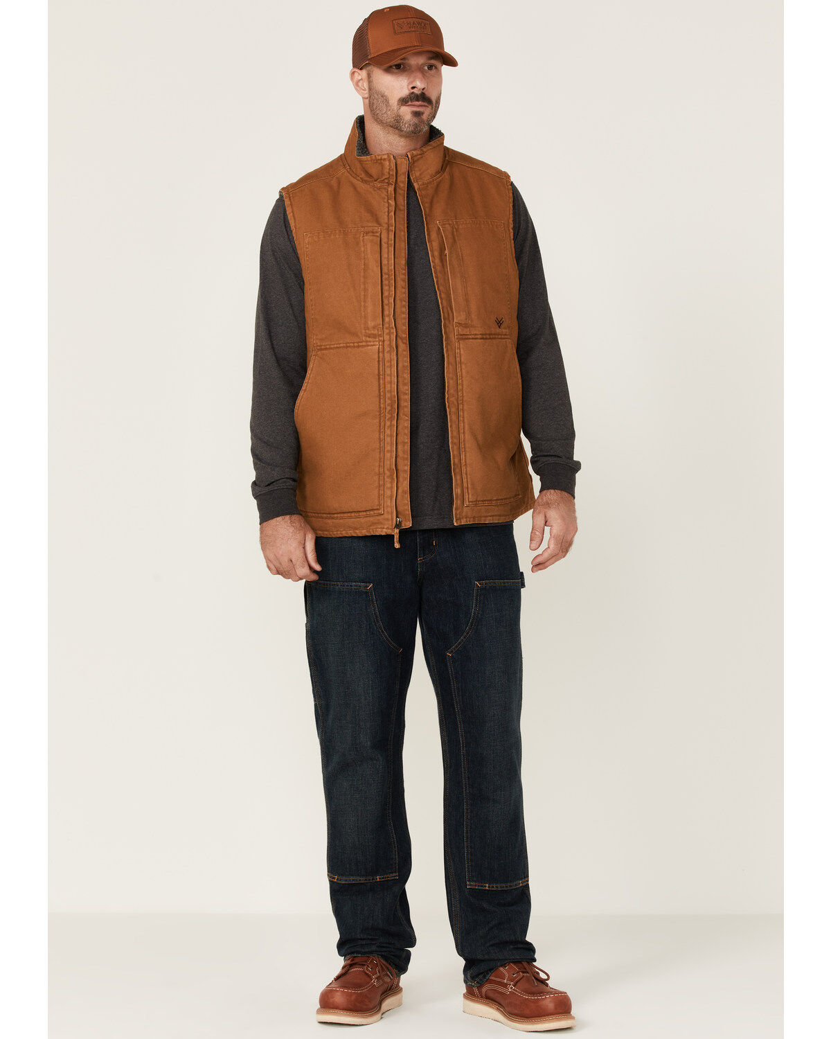 Hawx Men's Rust Copper Browder Weathered Duck Zip-Front Insulated Work Vest