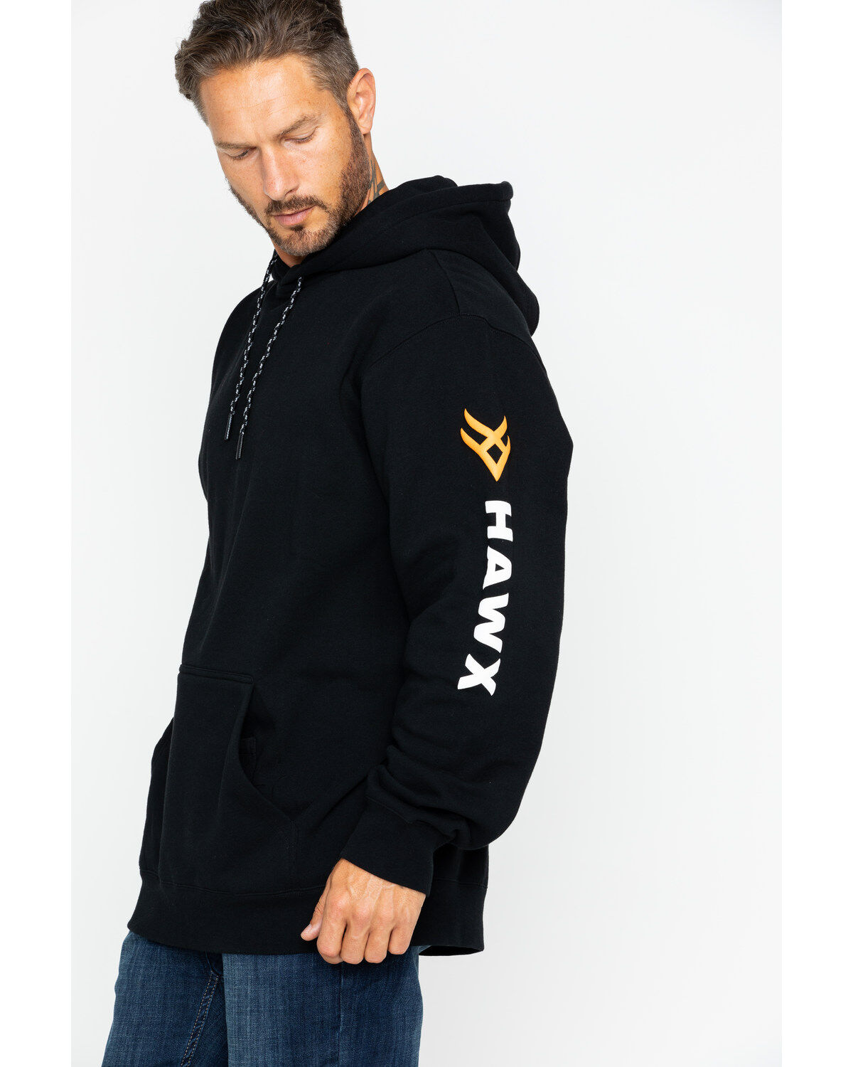 Hawx Men's Logo Sleeve Hooded Work Sweatshirt