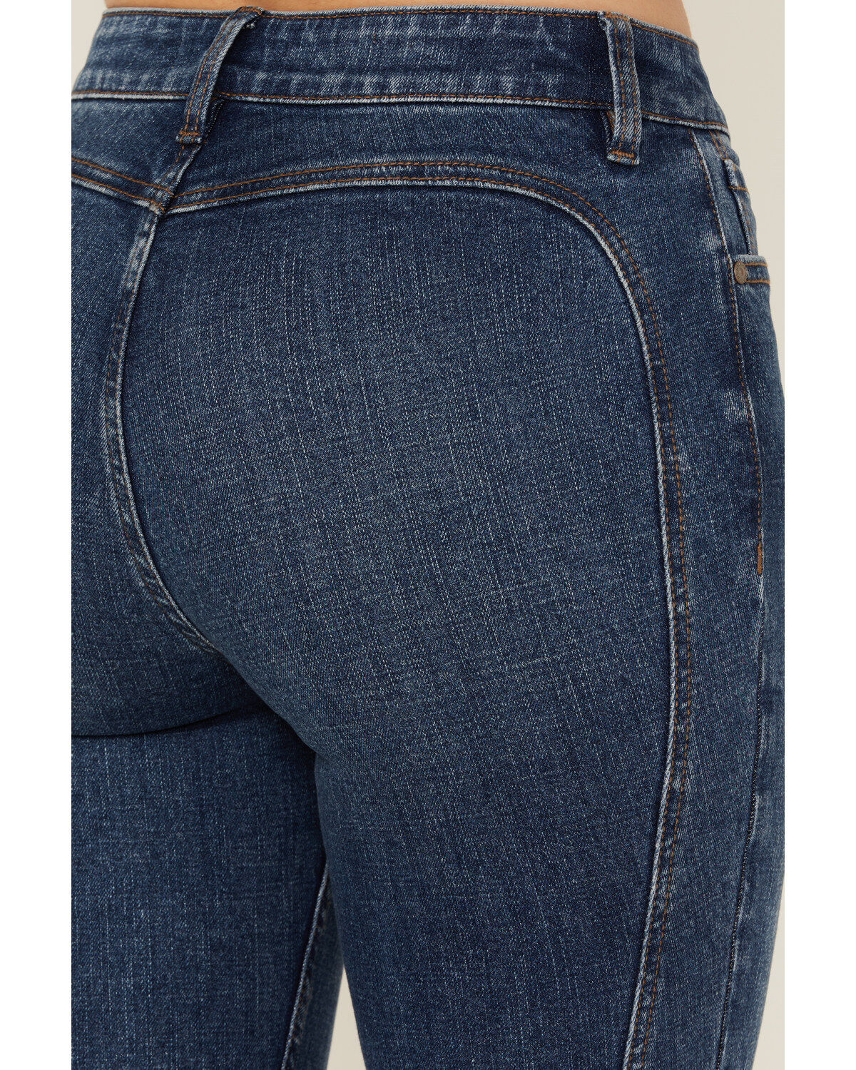 Shyanne Women's Celeste Medium Wash High Rise Seam Bootcut Stretch Denim Jeans
