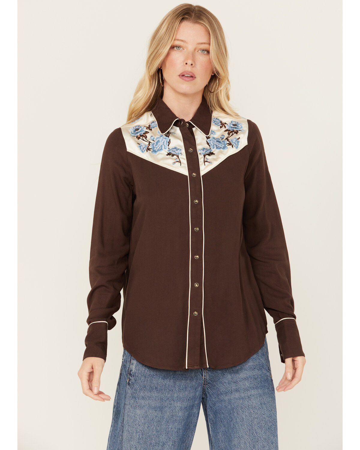 Stetson Women's Embroidered Yoke Long Sleeve Snap Western Shirt