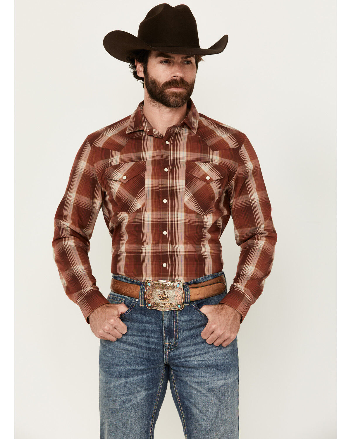 Pendleton Men's Frontier Plaid Print Long Sleeve Snap Western Shirt