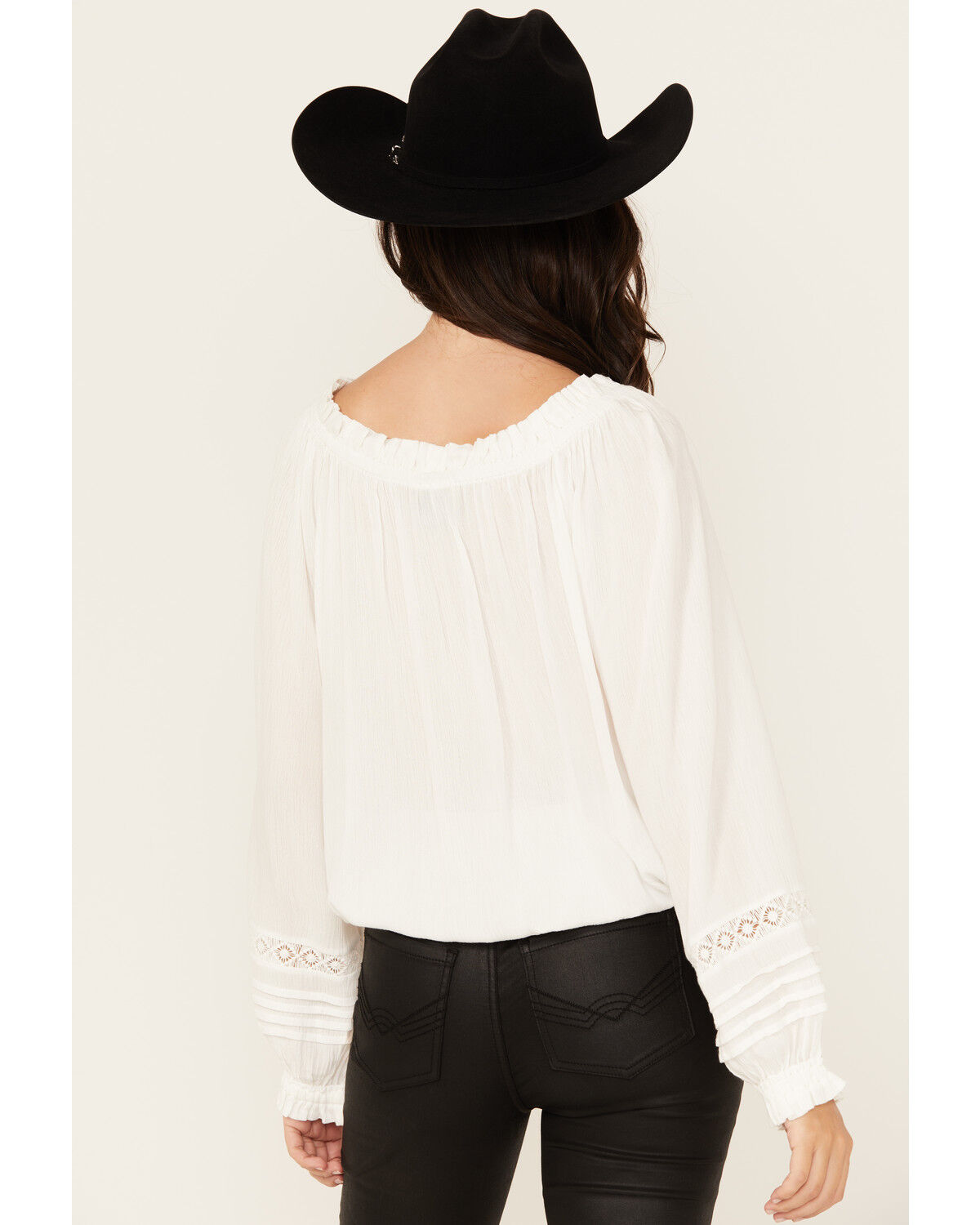 Wild Moss Women's Lace Detail Peasant Top