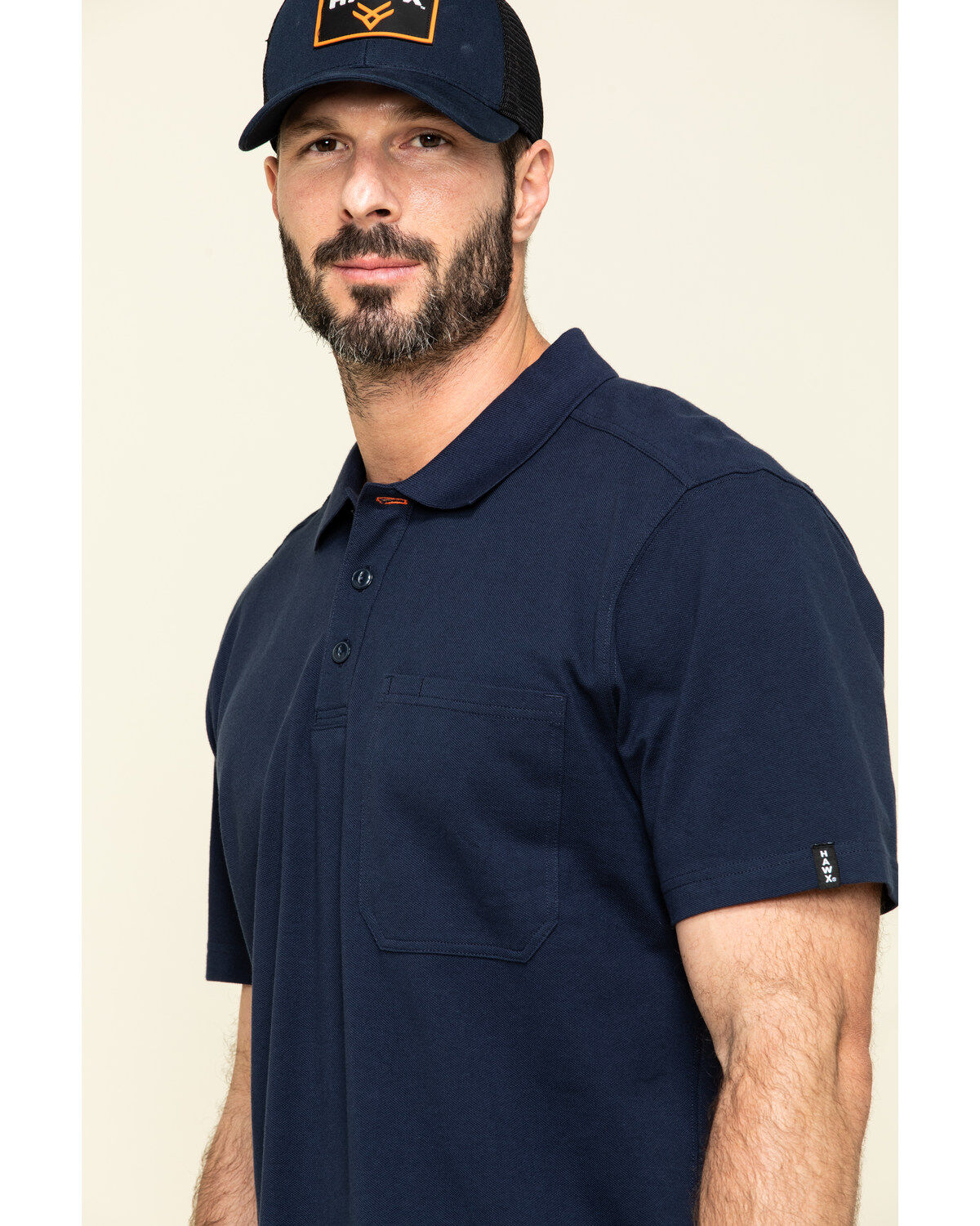 Hawx Men's Navy Miller Pique Short Sleeve Work Polo Shirt