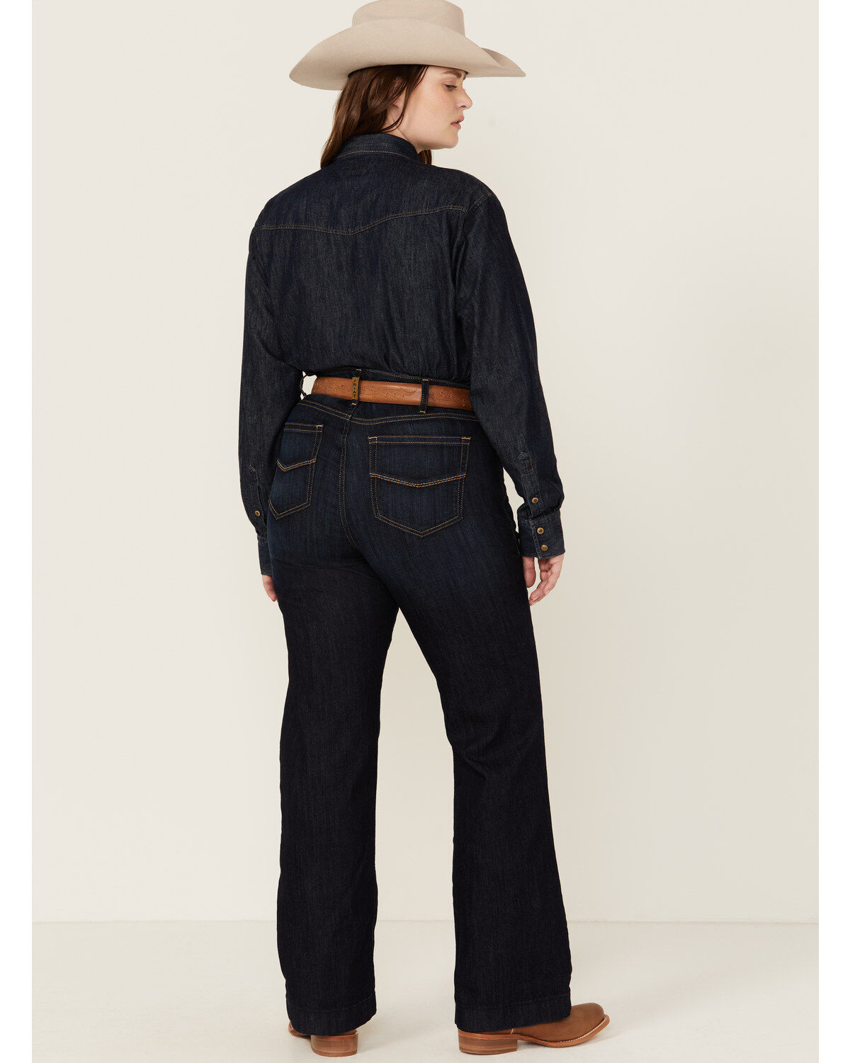 Ariat Women's R.E.A.L. Dark Wash Ophelia Prefect Rise Trouser Denim Jeans - Plus