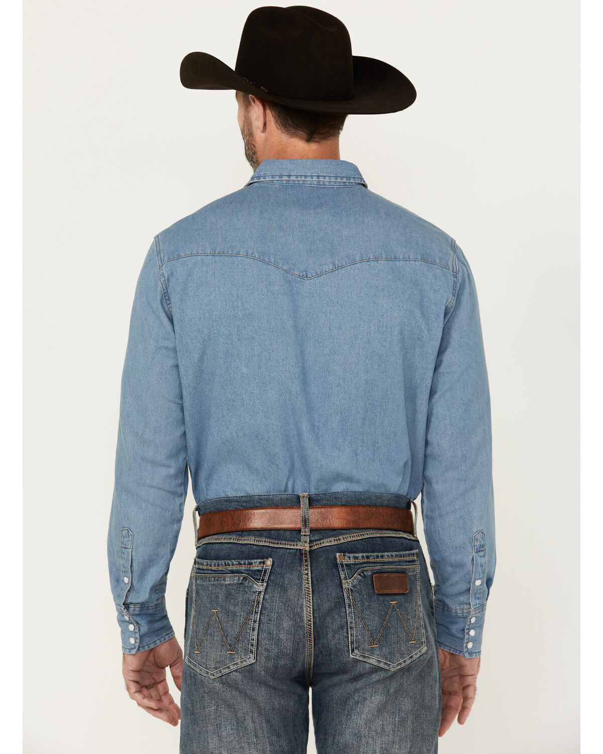 Wrangler Men's Stonewash Denim Long Sleeve Work Shirt