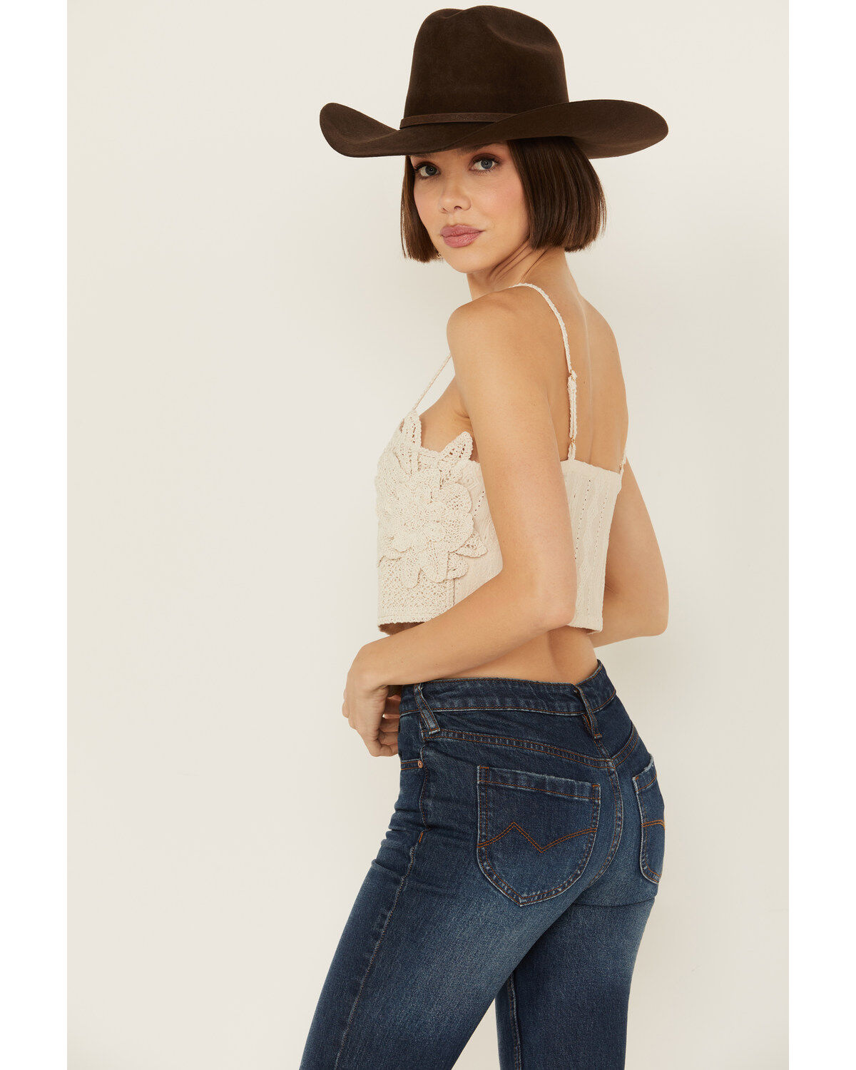 Miss Me Women's Flower Embellished Cropped Tank