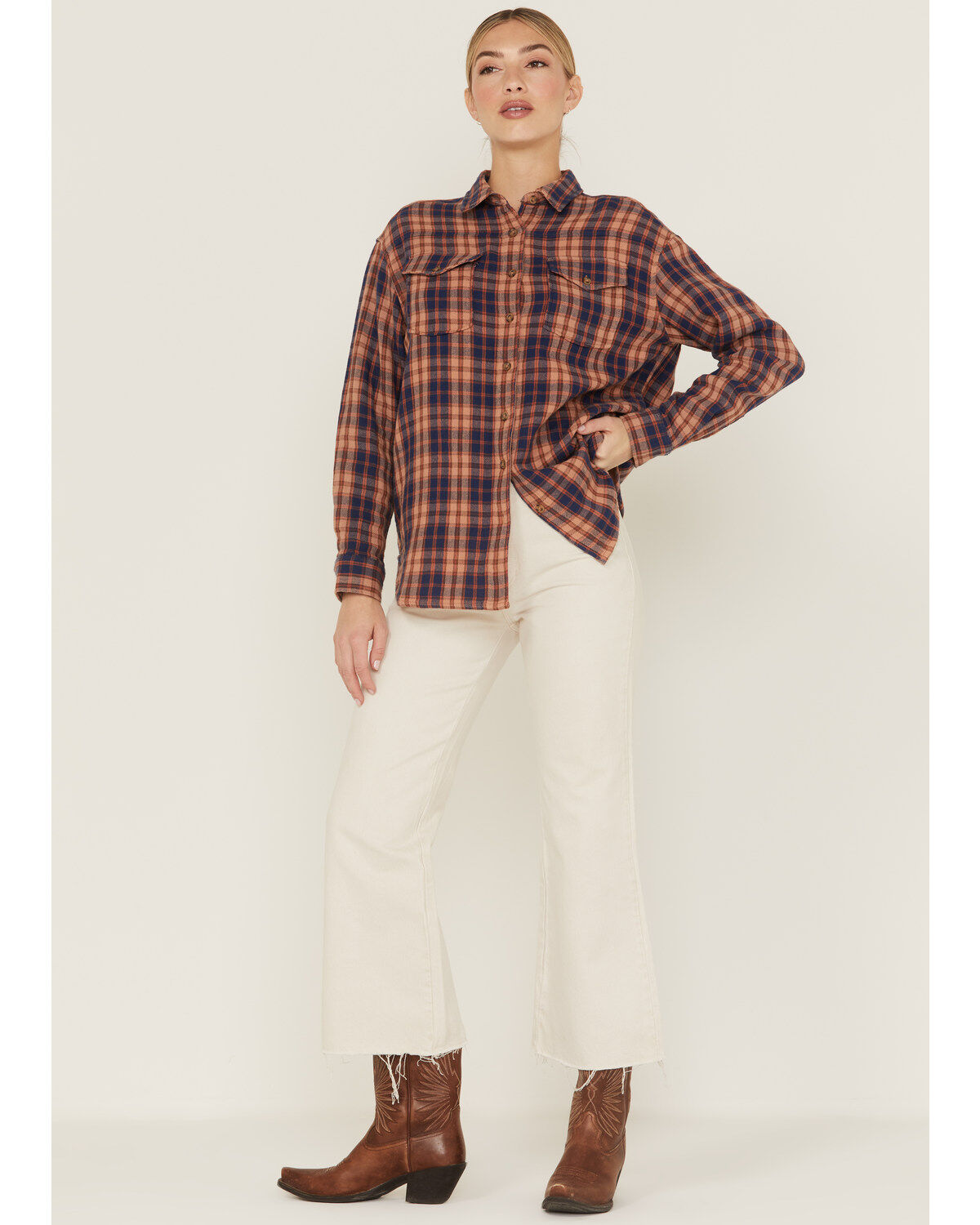 Cleo + Wolf Women's Breezy Springs Plaid Print Flannel Shirt