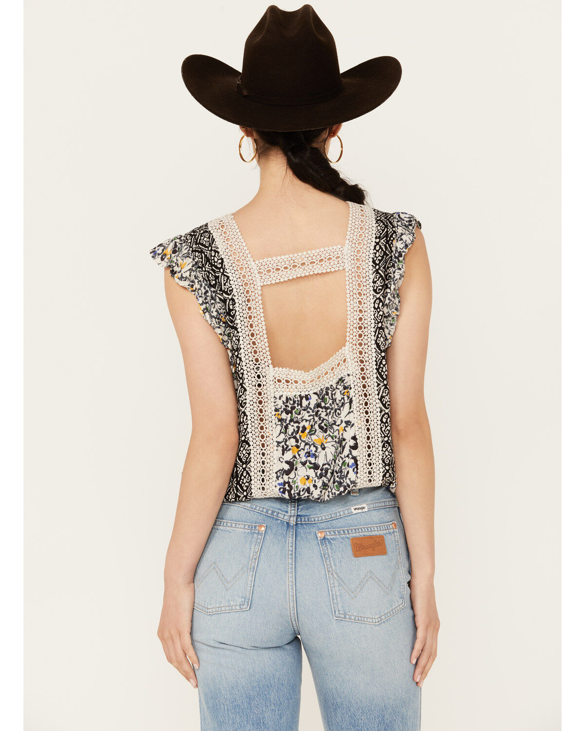 Angie Women's Butterfly Sleeve Floral Print Top