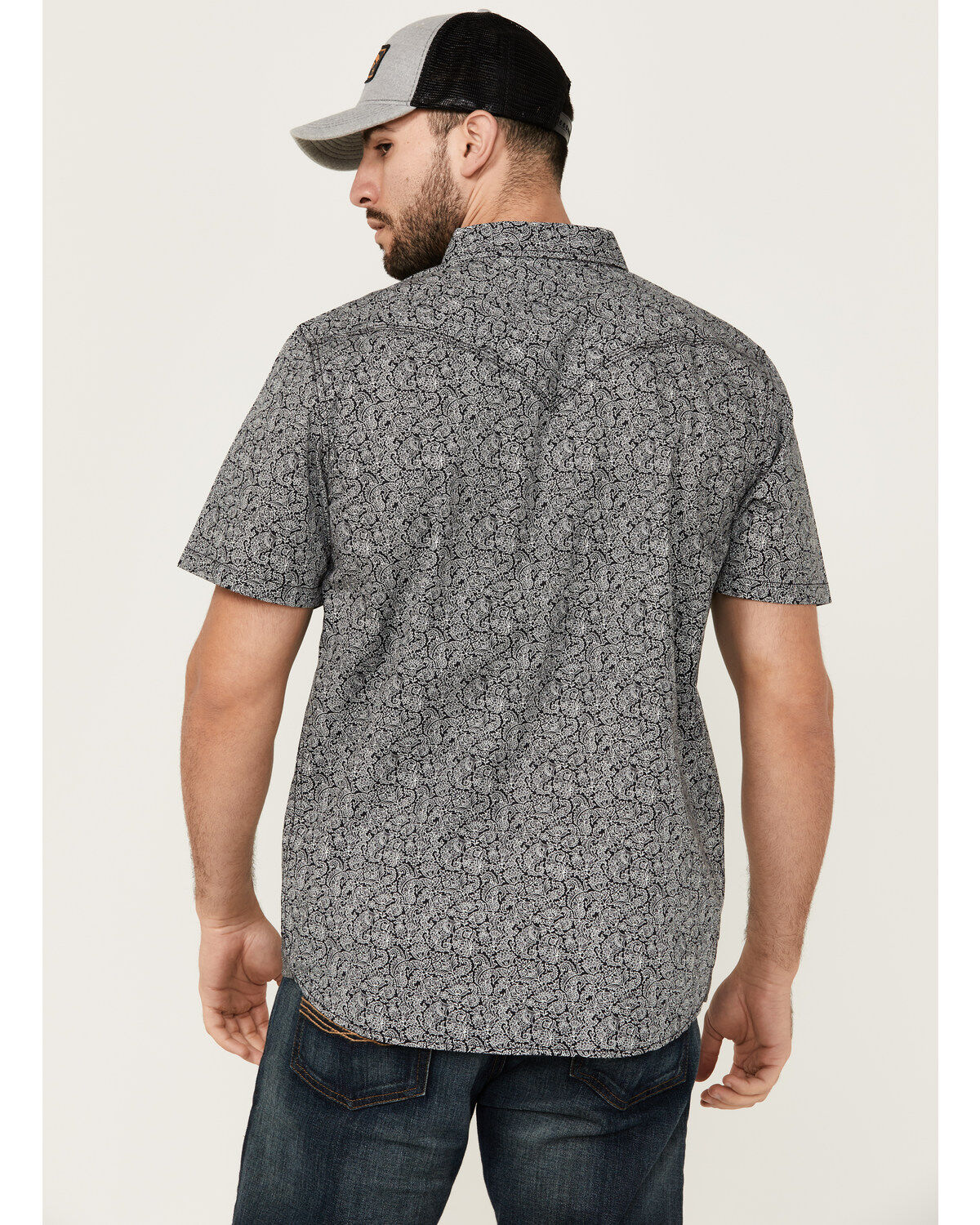 Moonshine Spirit Men's Jackson Floral Paisley Print Short Sleeve Snap Western Shirt