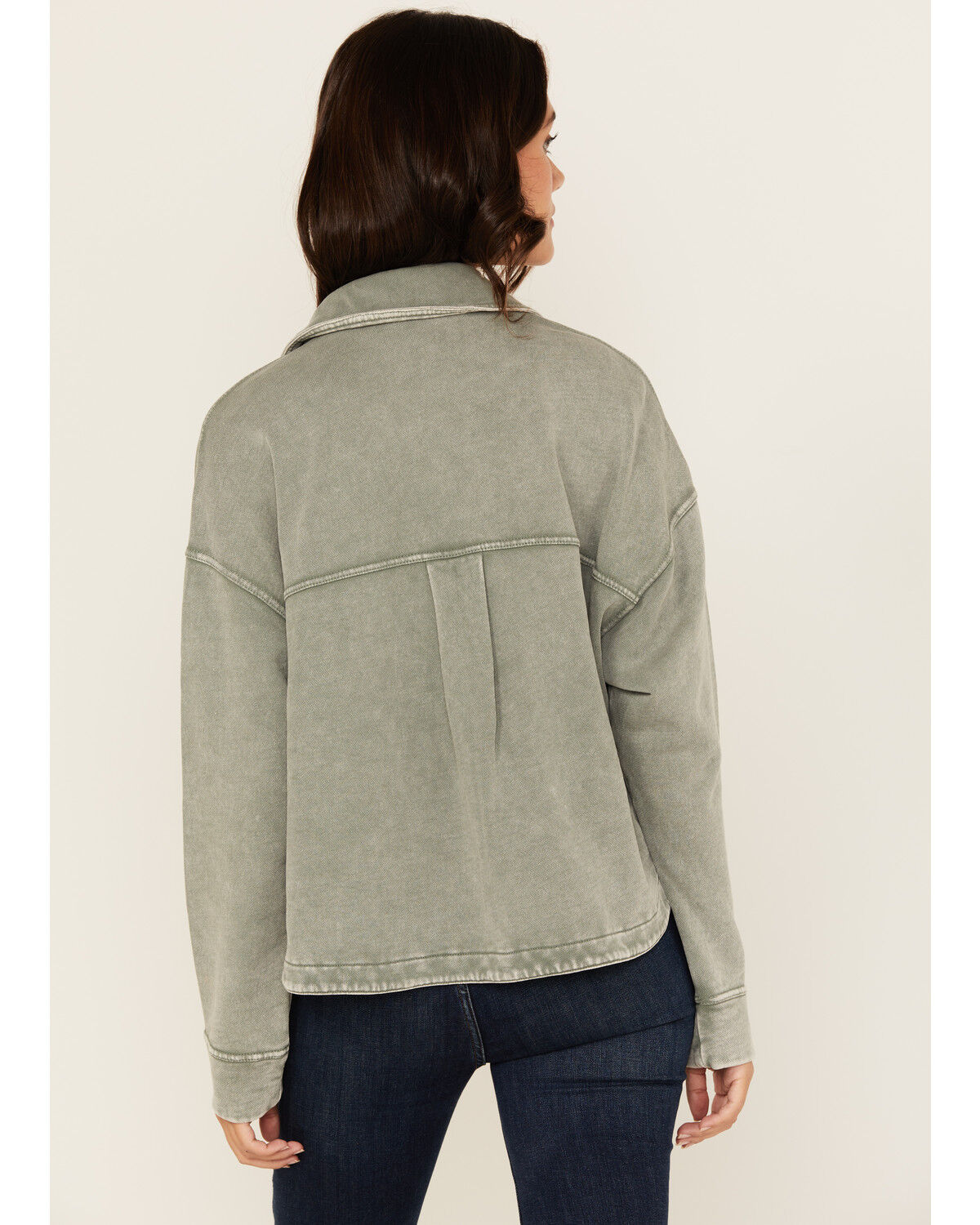 White Crow Women's Washed Cropped Knit Shacket