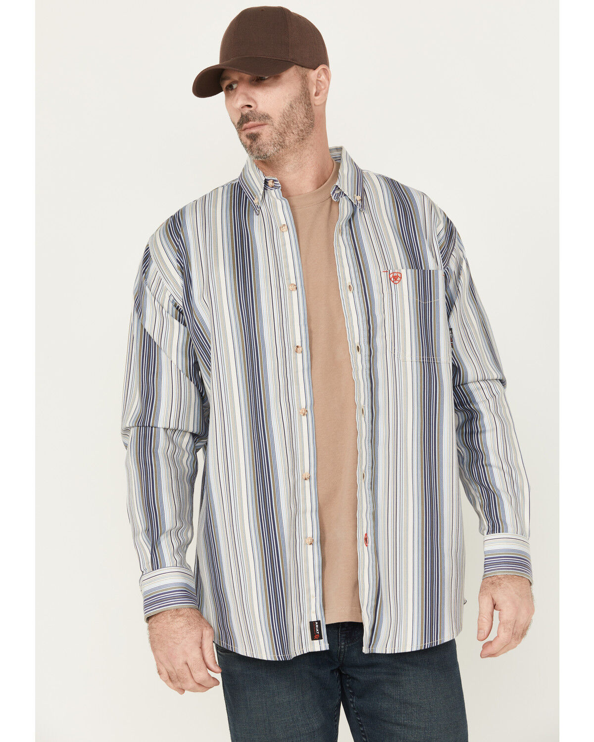 Ariat Men's FR Sunset Striped Print Long Sleeve Button-Down Work Shirt
