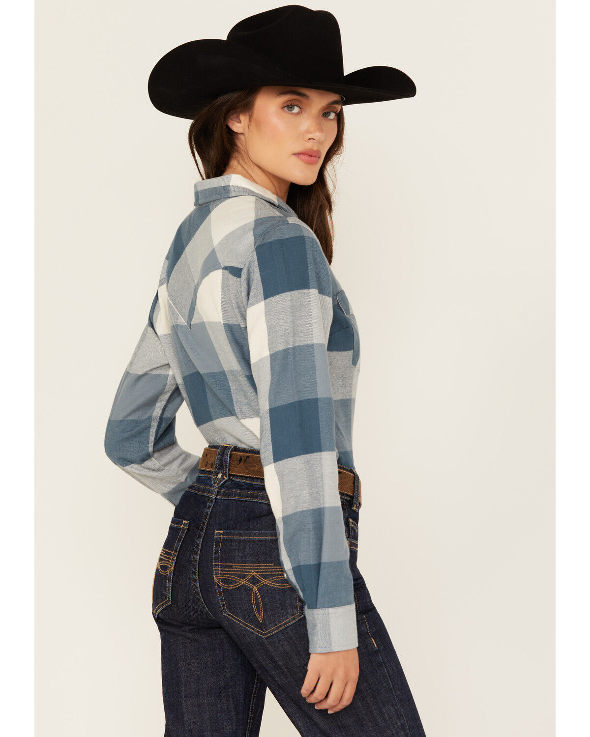 Wrangler Retro Women's Buffalo Plaid Print Long Sleeve Pearl Snap Flannel Shirt