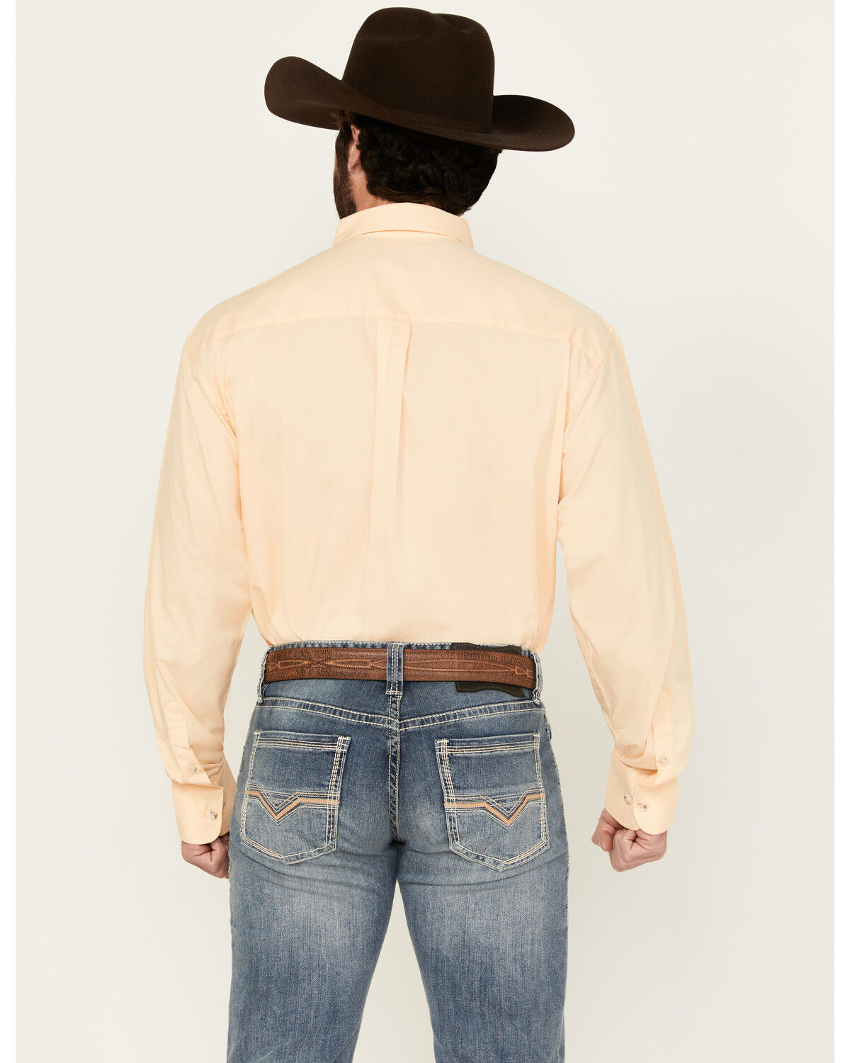 George Strait by Wrangler Men's Solid Long Sleeve Button-Down Stretch Western Shirt