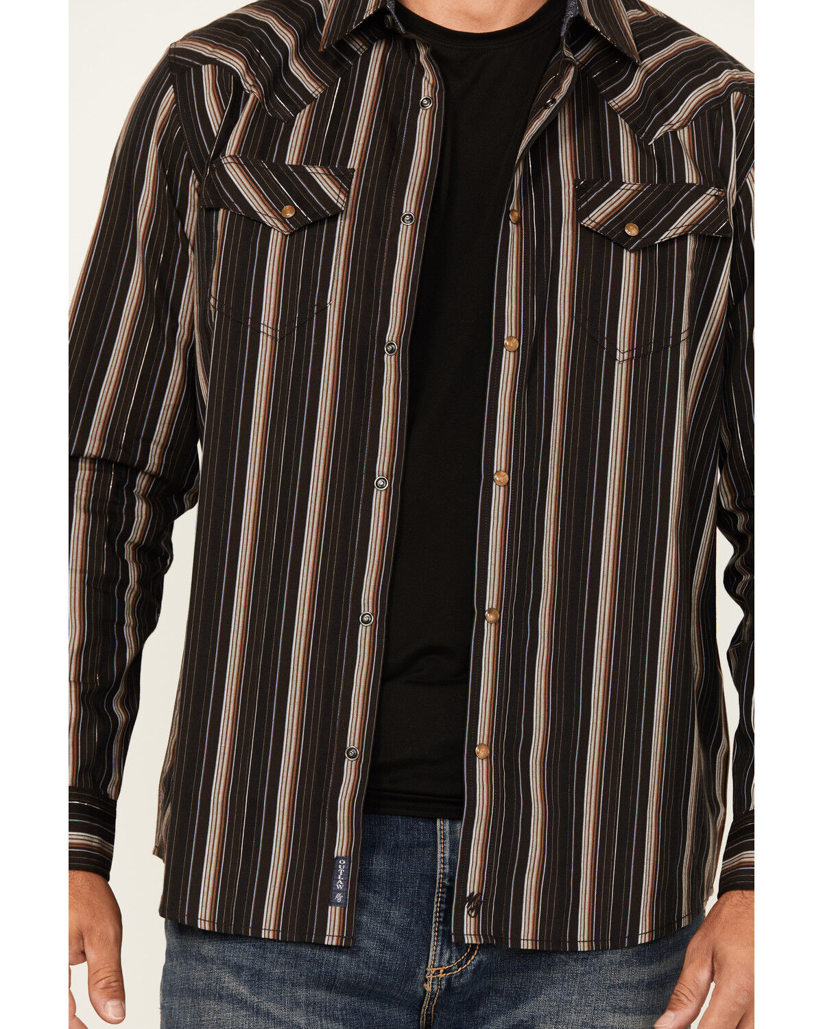 Moonshine Spirit Men's Lure Lurex Striped Print Long Sleeve Snap Western Shirt