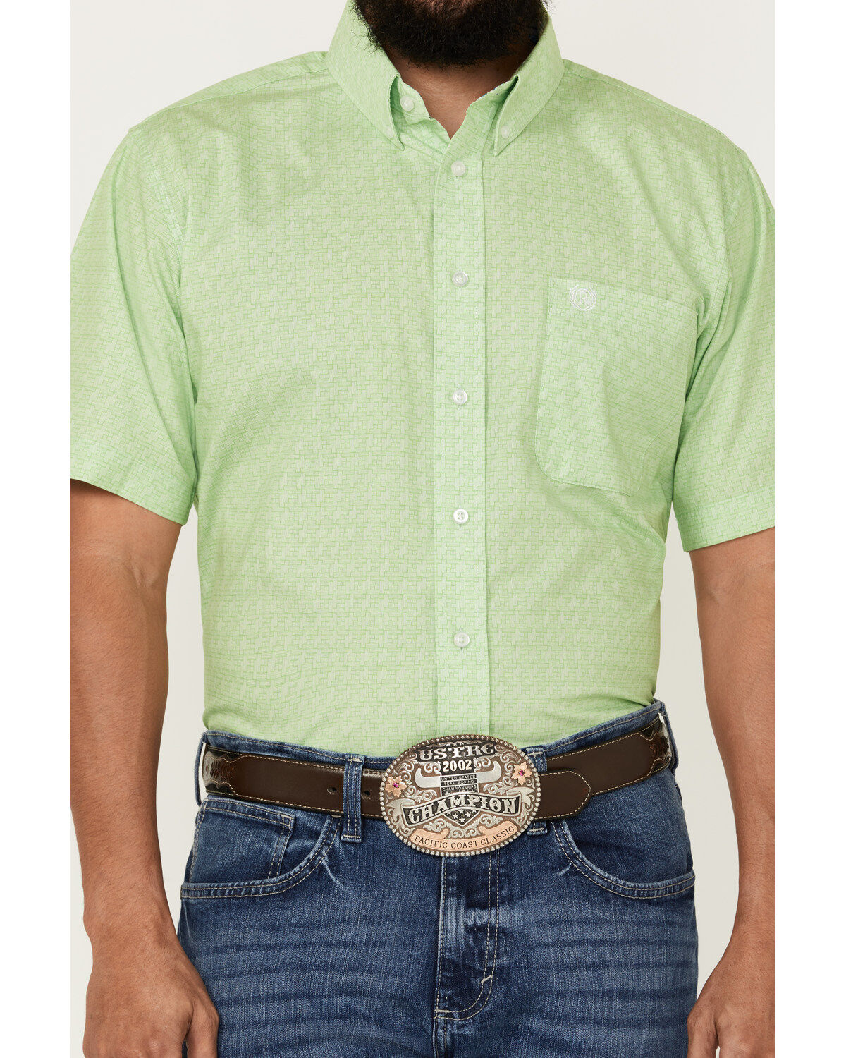 Panhandle Select Men's Geo Print Short Sleeve Button-Down Western Shirt