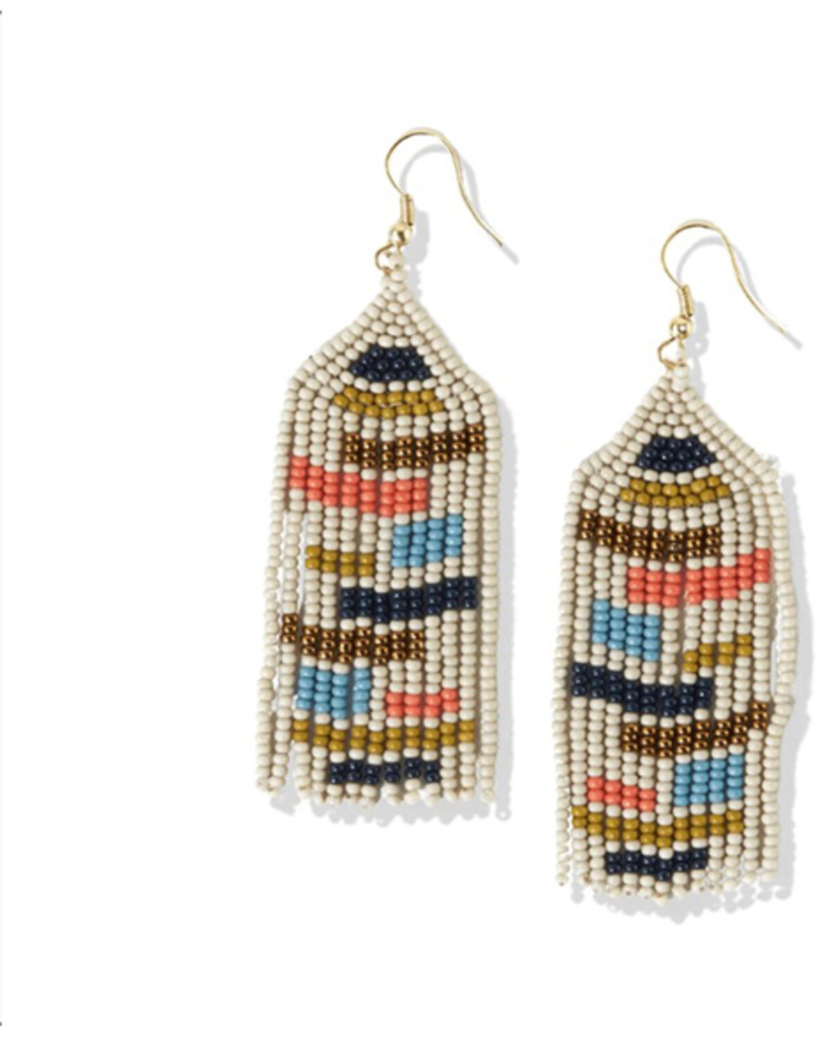 Ink + Alloy Women's Dollar Color Blocks Beaded Fringe Earrings