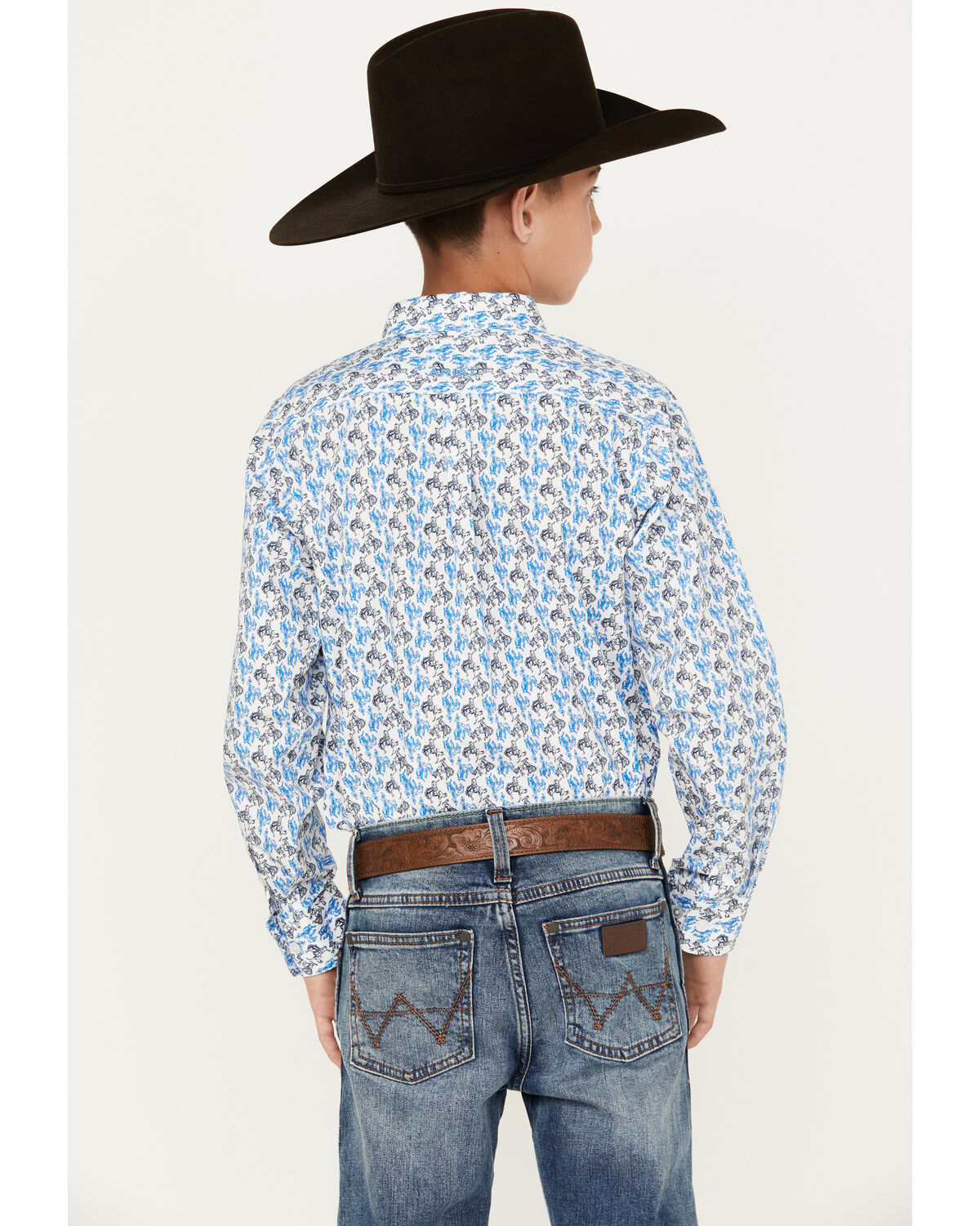 Ariat Boys' Pro Series Bronco Print Long Sleeve Button-Down Western Shirt