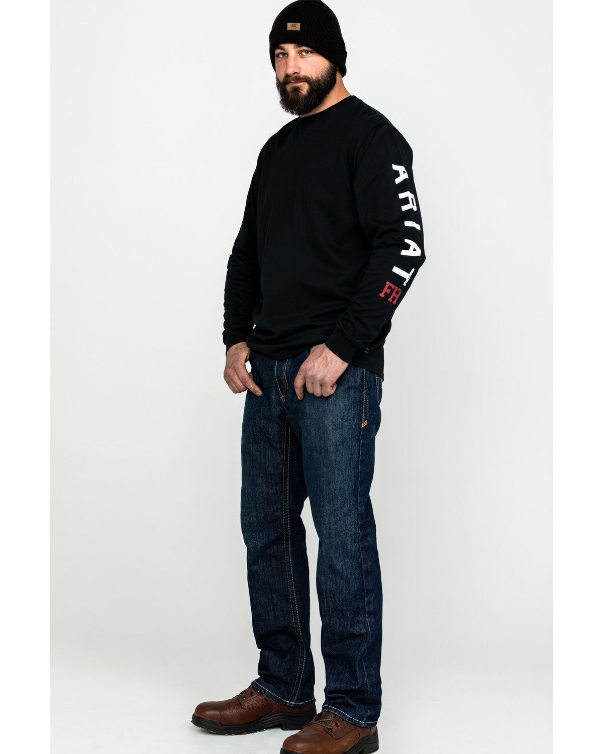 Ariat Men's FR Roughneck Skull Logo Crew Long Sleeve Work T-Shirt