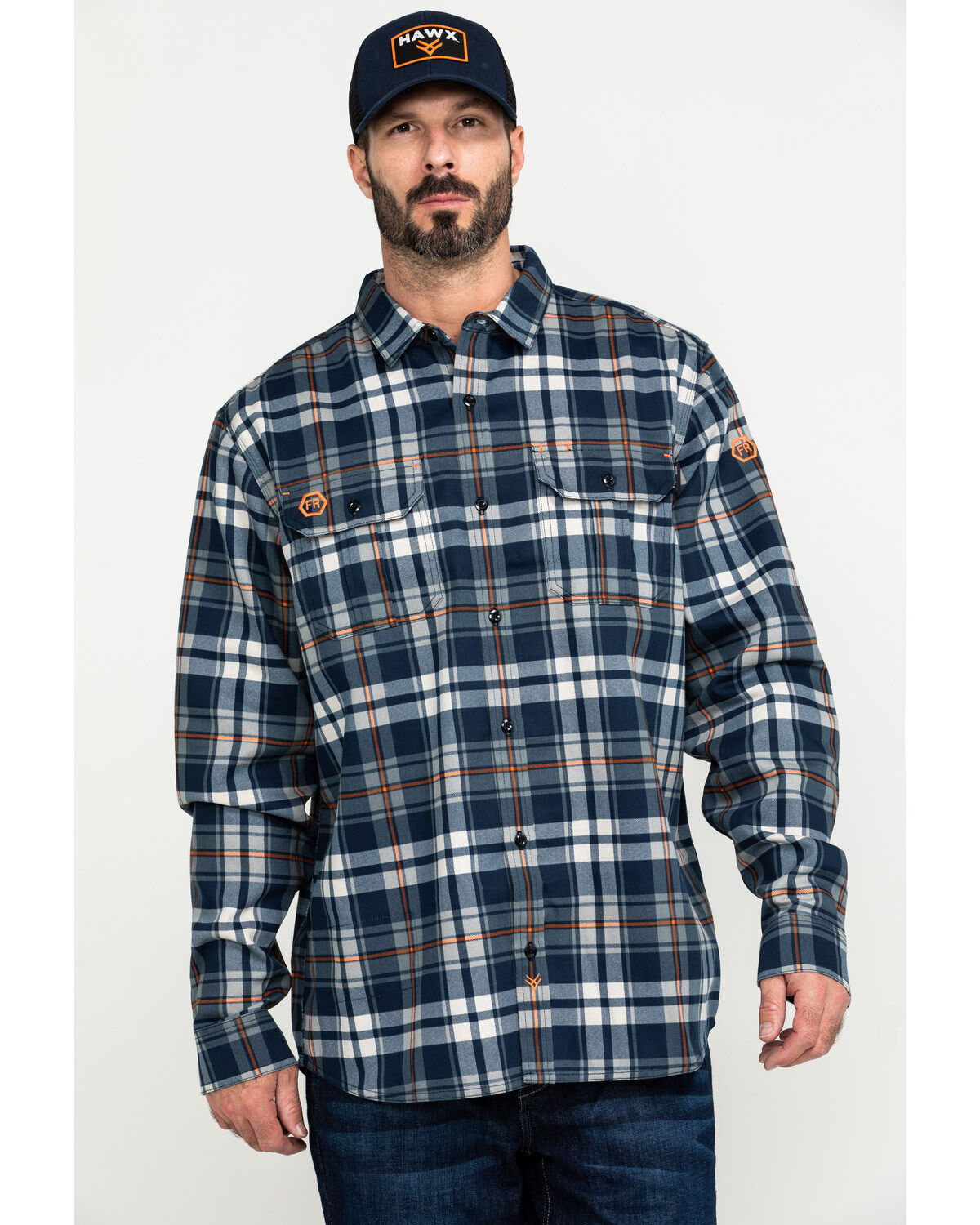 Hawx Men's FR Plaid Print Long Sleeve Woven Work Shirt - Tall