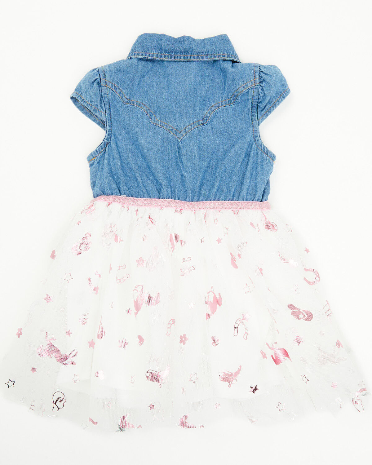 Sugar California Toddler Girls' Denim Short Sleeve Button-Down Tutu Dress