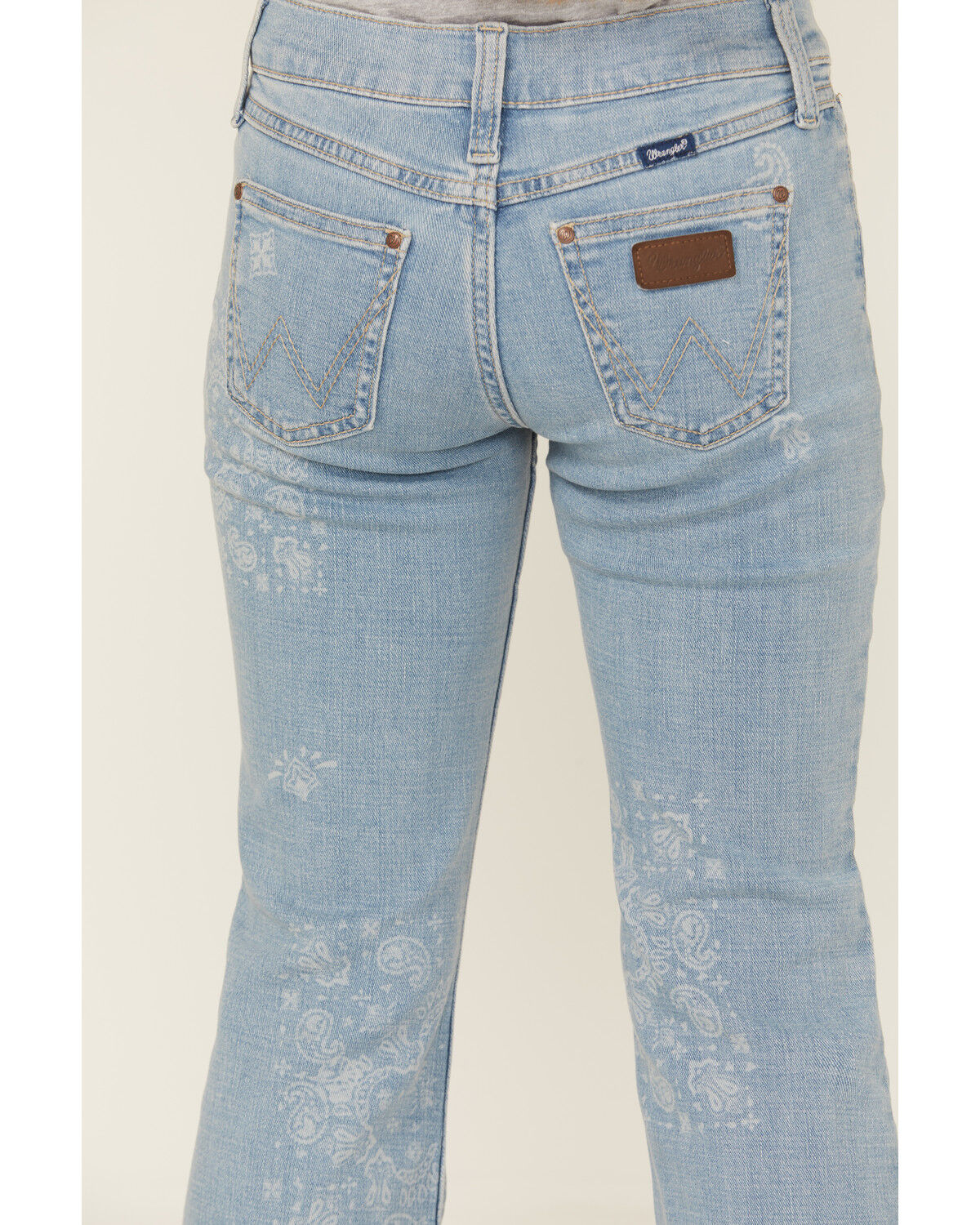 Wrangler Girls' Light Wash Paisley Print Bootcut Stretch Denim Jeans