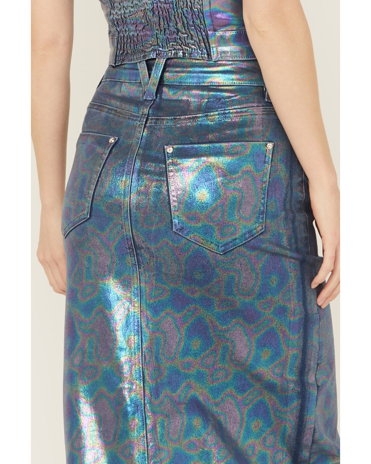 Vibrant Denim Women's Iridescent Maxi Skirt